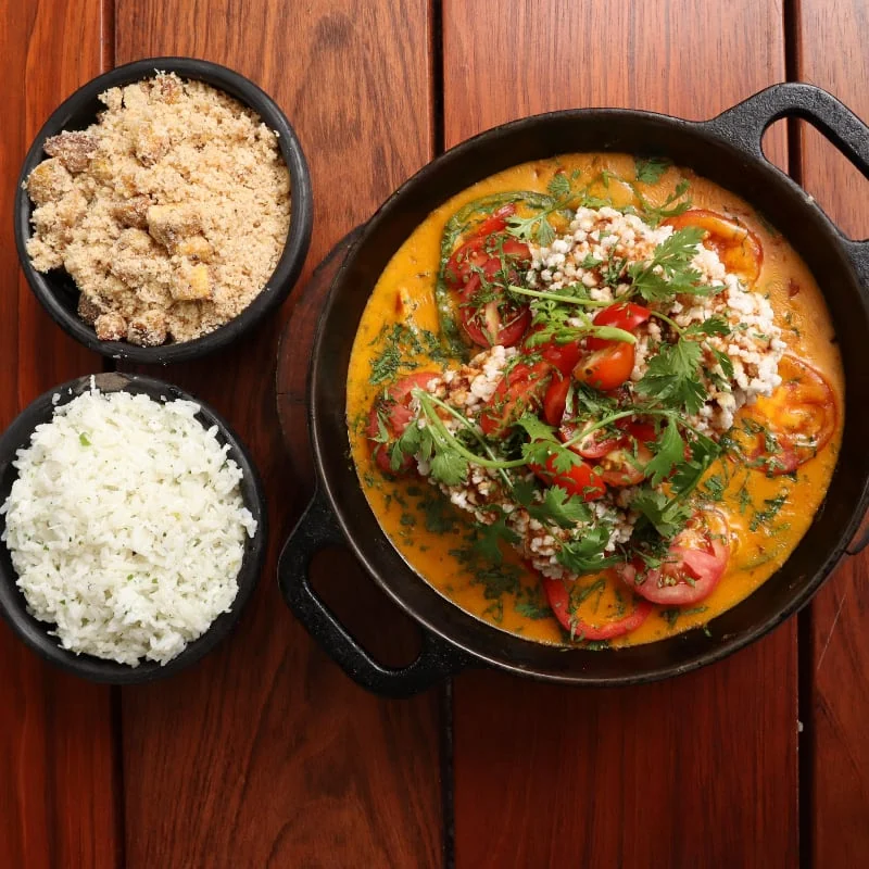 Moqueca de Frutos do Mar com Peixe Frito, do almoço do Arvo